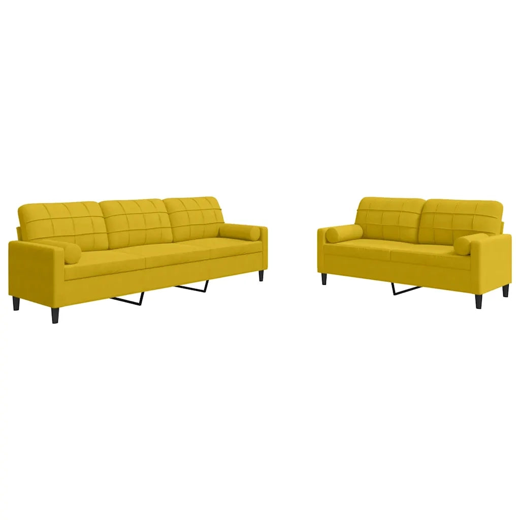 Set di Divani 2 pz con Cuscini e Rinforzi Giallo in Velluto 3278497