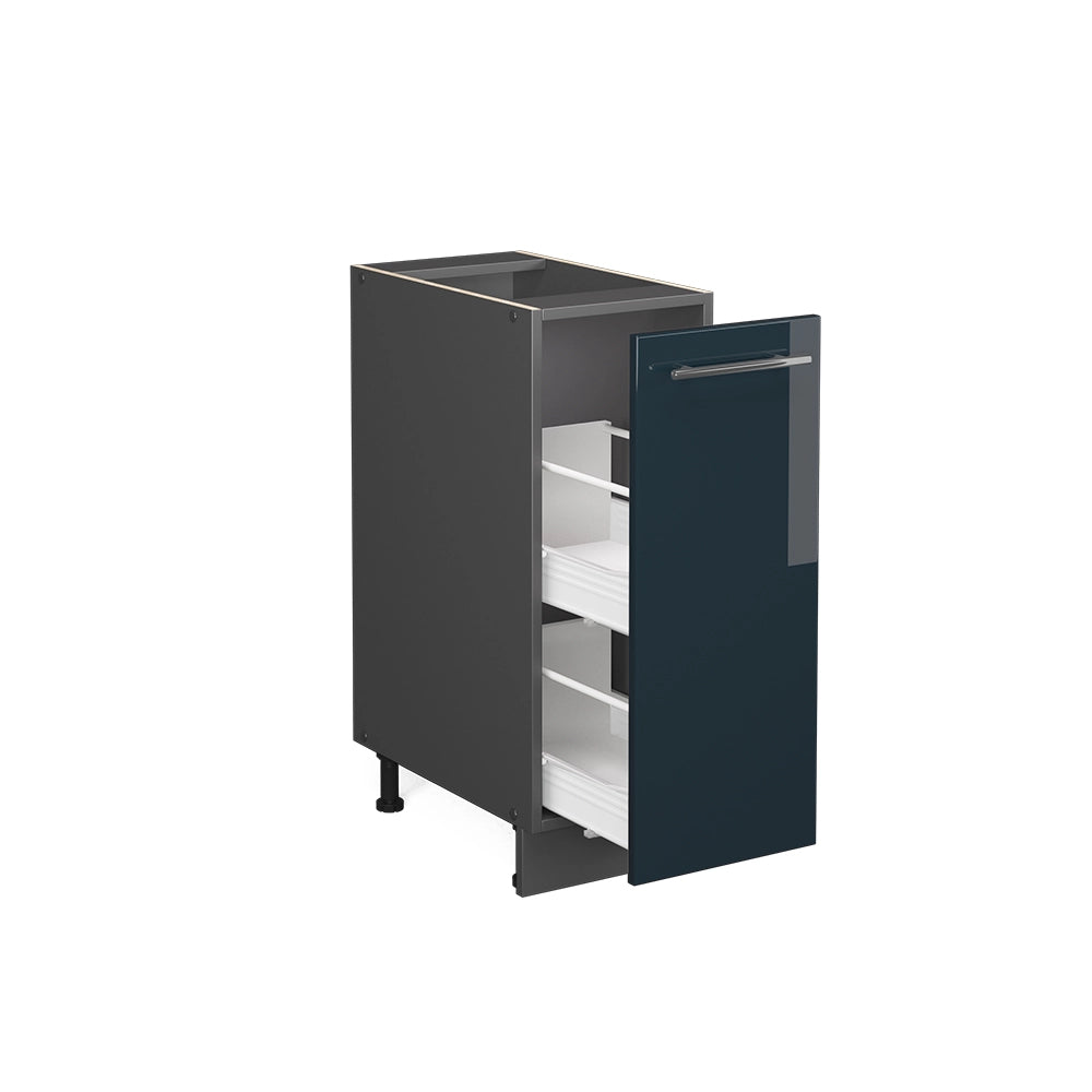 Armadio cucina dispensa alto Fame-Line Blu scuro lucido/Antracite 30 cm, PL Marmo Vicco