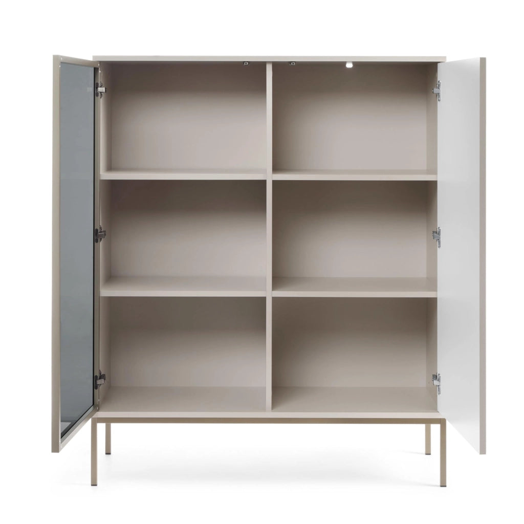 Komodee Laval WT104 - Vetrina con Illuminazione LED, Cashmere, Larghezza 104 cm, Altezza 126 cm, Profondit? 39 cm