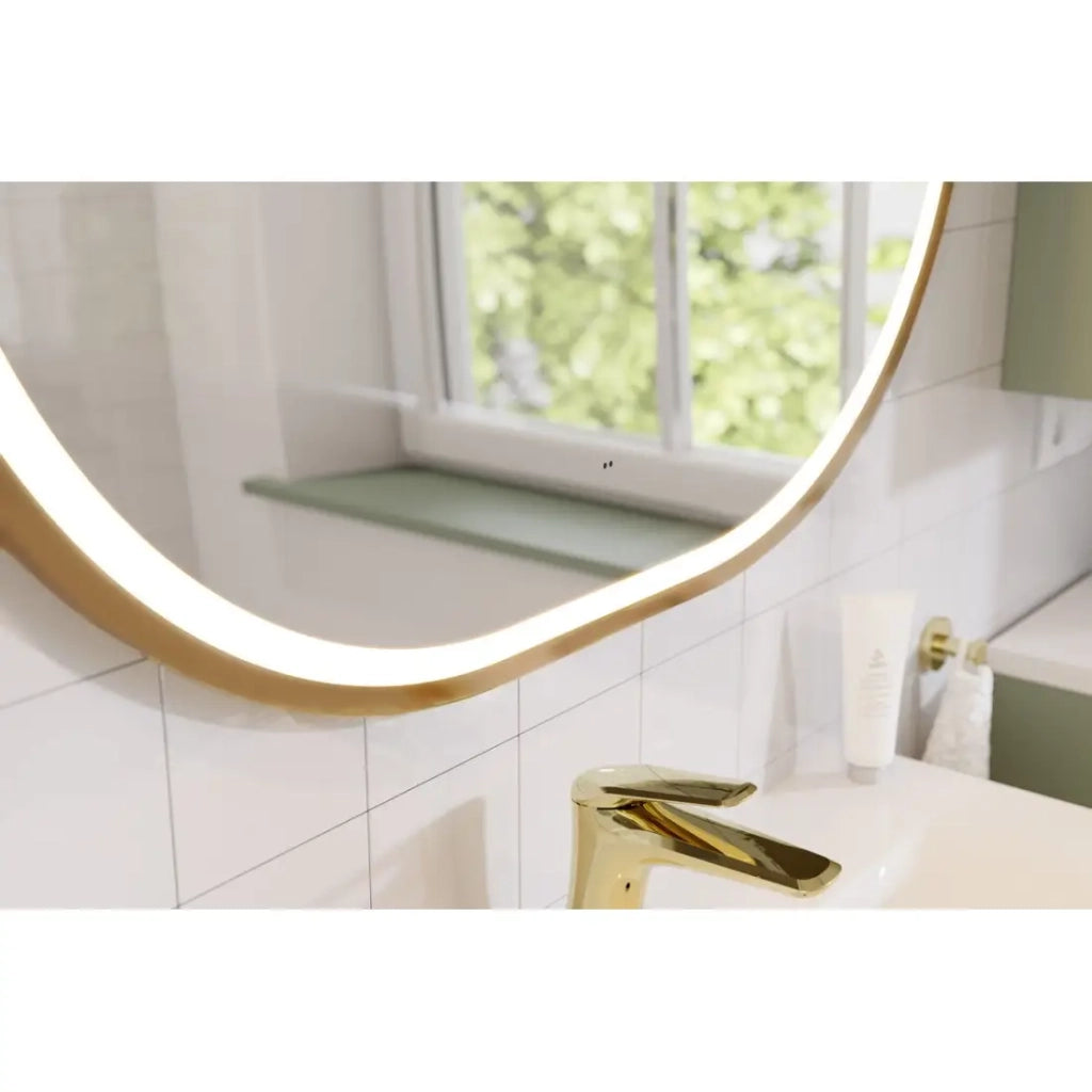 Specchio bagno LED dorato ovale 90x70 cm design