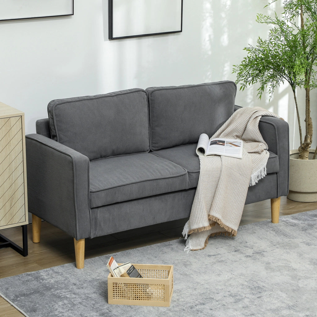 Divano 2 Posti Tessuto Velluto con Contenitore e Cuscini ¨C Minimal ¨C Grigio 140x63x79 cm