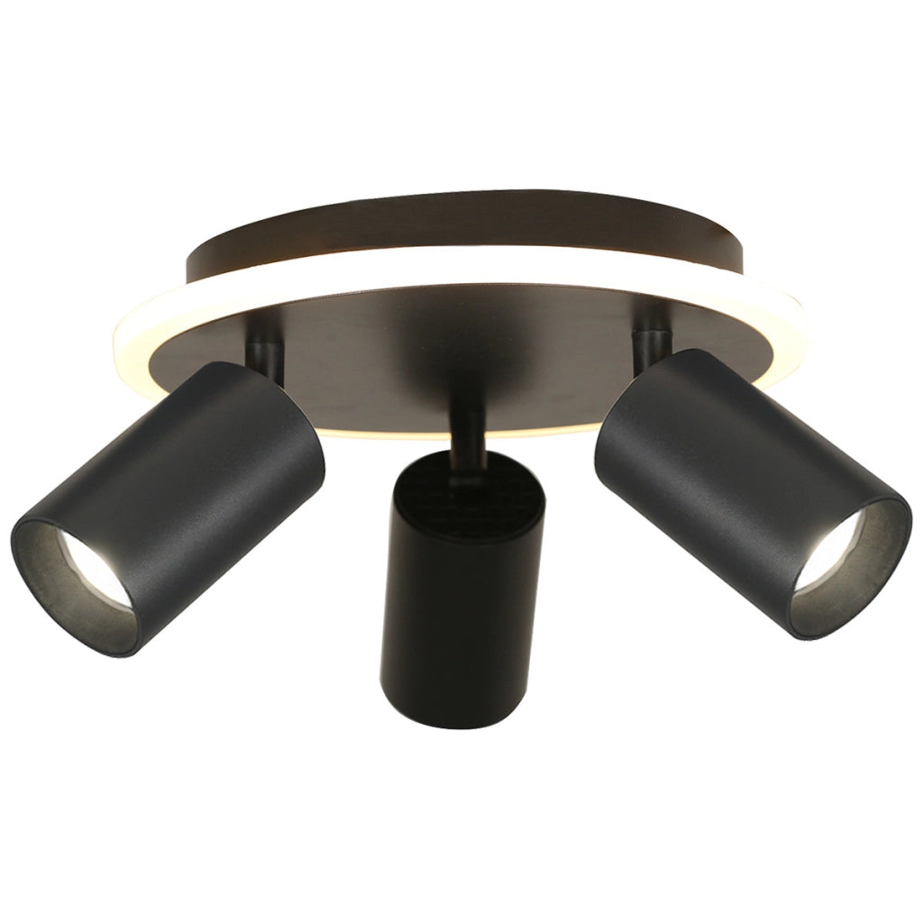 Plafoniera Parma nera 3 faretti orientabili GU10+LED CCT