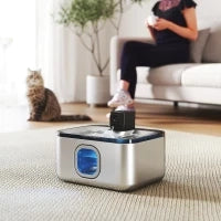 Fontana per Gatti in Acciaio Inossidabile 5L Bebedero Gatti Automatico Fontana d'Acqua per Più Animali con Luce LED Pompa Super Silenziosa Sensore di Movimento e Filtro a 3 Livelli