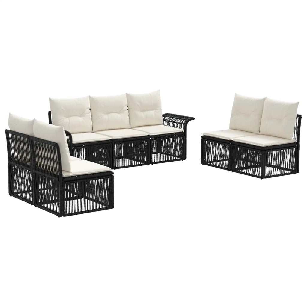 Set Divano da Giardino 7 pz Nero polyrattan 3434797