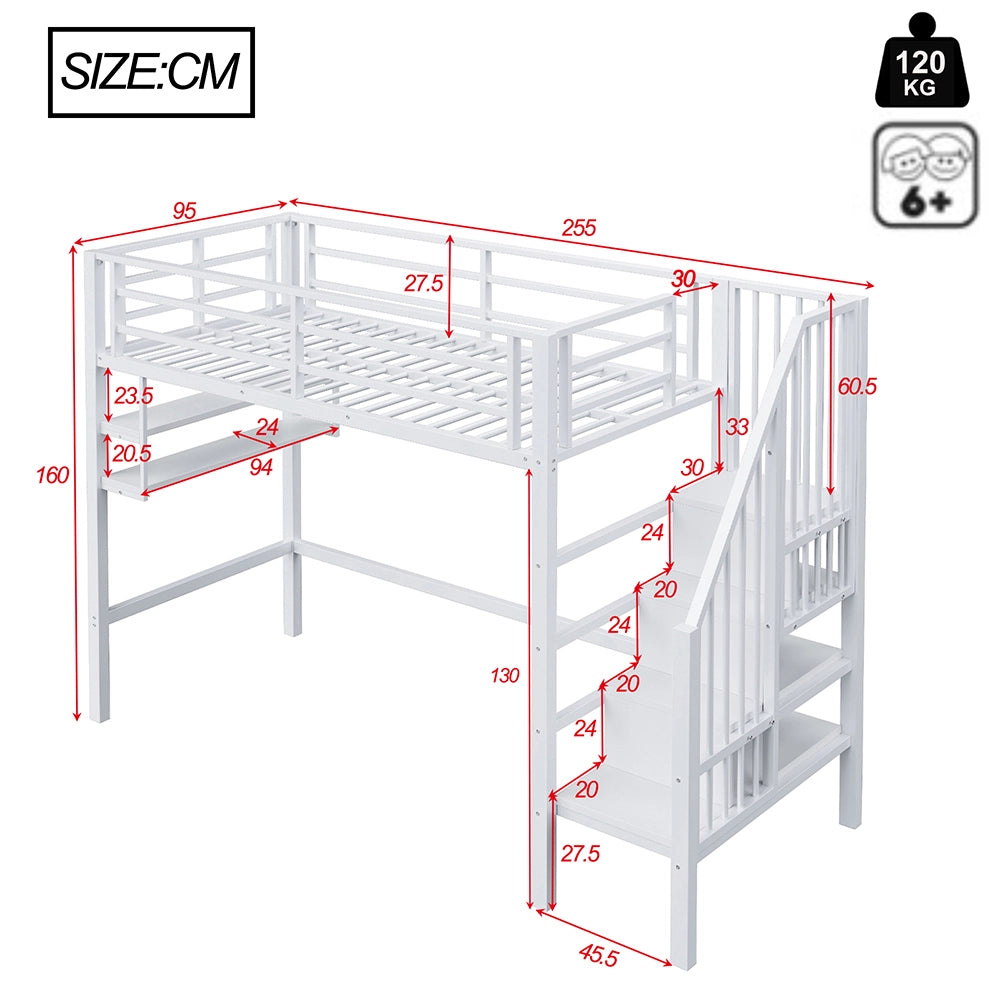 Letto a soppalco - Xylo - 90x200 cm contenitore bianco