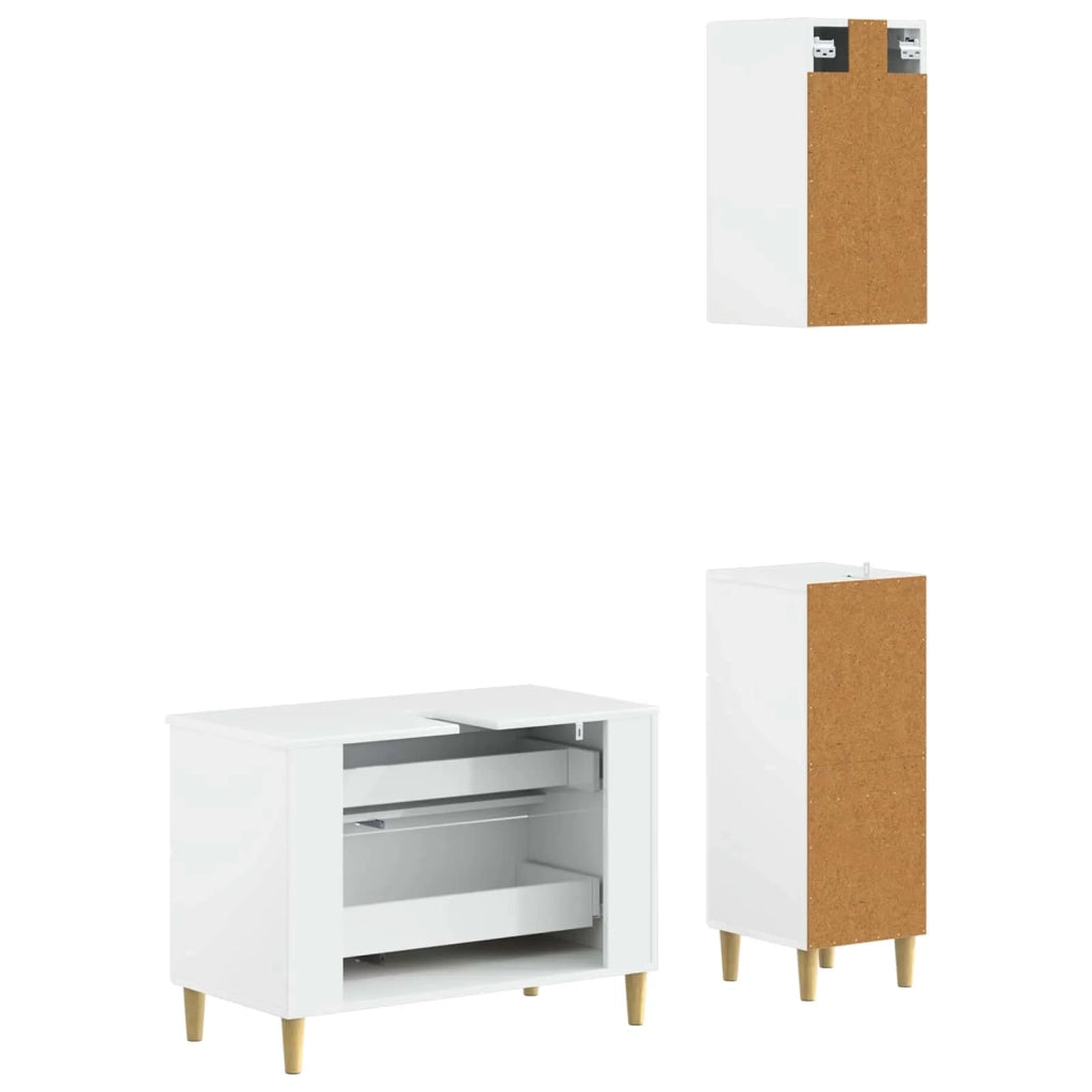 Set di armadietti da bagno in 3 pezzi ARNHEM Bianco Lucido 3417769