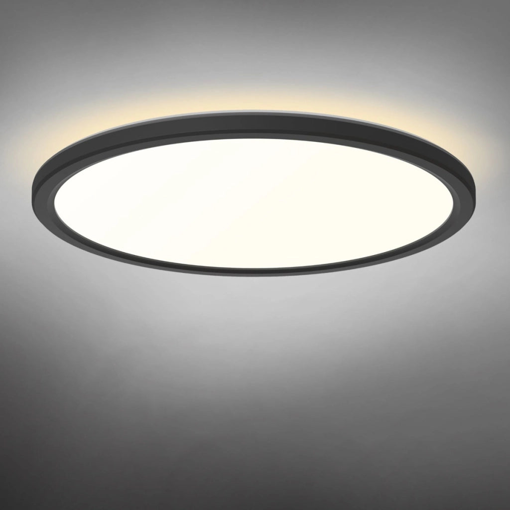 Plafoniera LED nera retroilluminata Ø30cm 22W CCT IP54