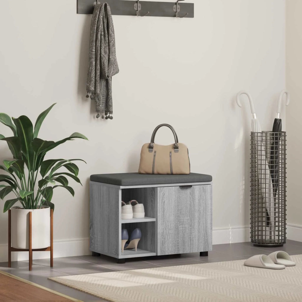 Panca per ingresso con cuscino Sonoma grigia 60 x 38 x 46 cm 891501