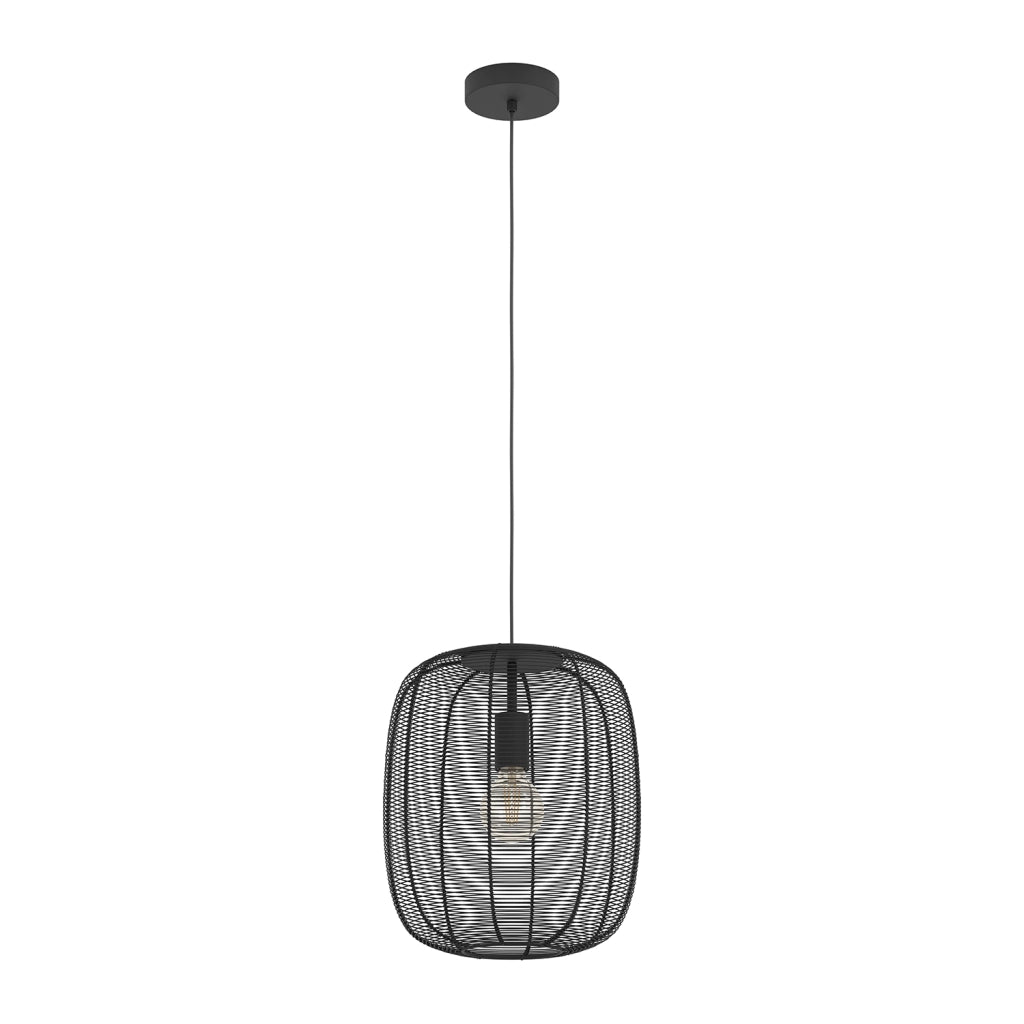 Lampadario A Sospensione Vintage Rinroe Acciaio Nero 1 Luce E27