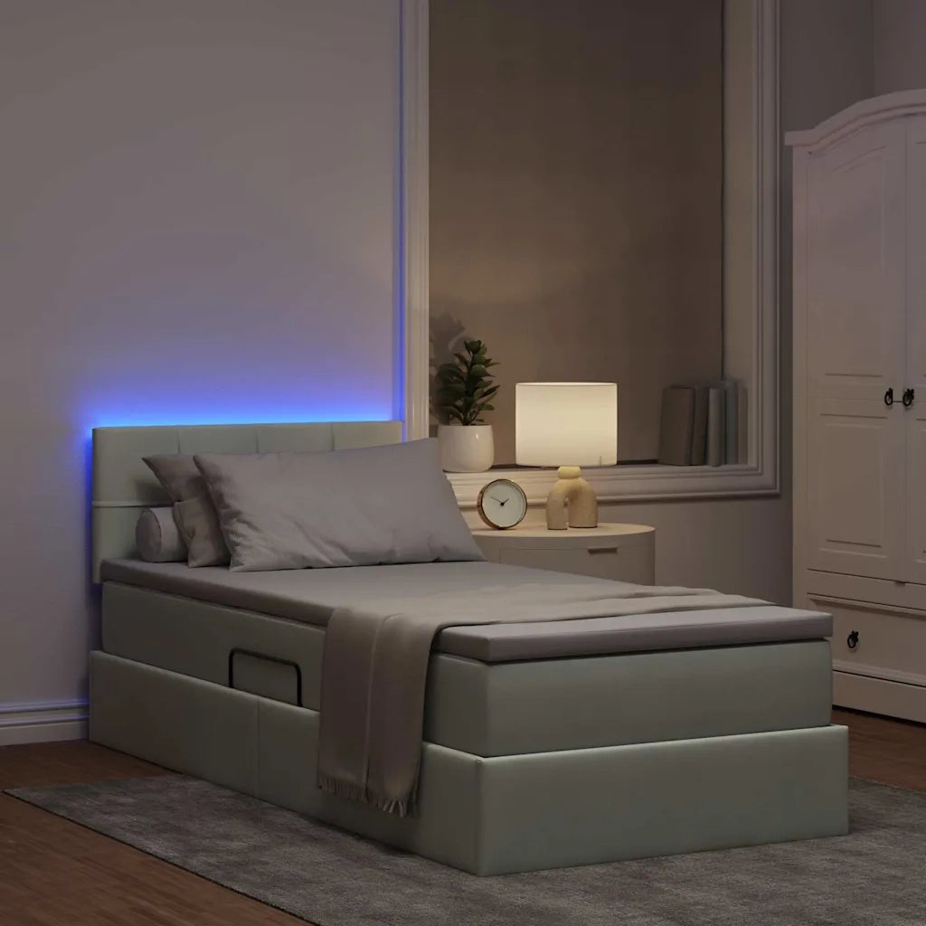 Letto con contenitore e LED Grigio chiaro 90 x 190 cm Velluto 3371361
