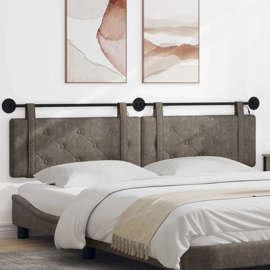 Testiera | Testata sospesa Con luce LED Grigio PU Antico