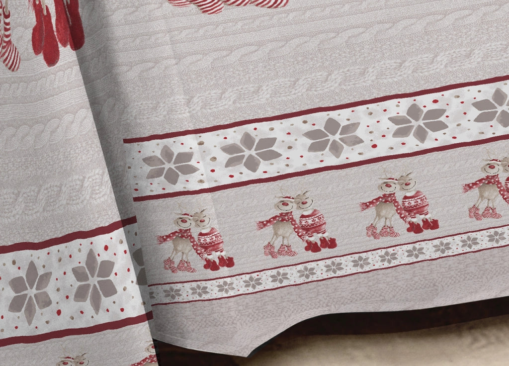 Telo Arredo Multiuso Linea Pensieri Delicati In Cotone Disegno Renna Rosso - Matrimoniale - Rosso