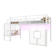 LETTO A SOPPALCO 90x200 cm in metallo bianco con scala e LED