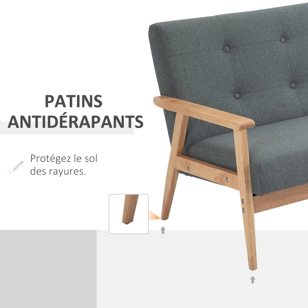 Divano 2 posti ¨C Minimal ¨C grigio, legno, 115x66.5x73 cm