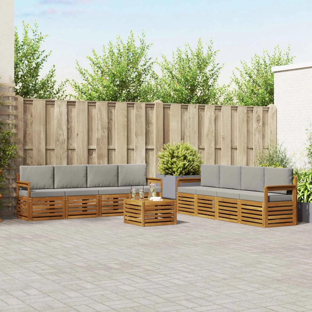 Set divani con cuscino 9 pcs Grigio Naturale e Chiaro 3374556