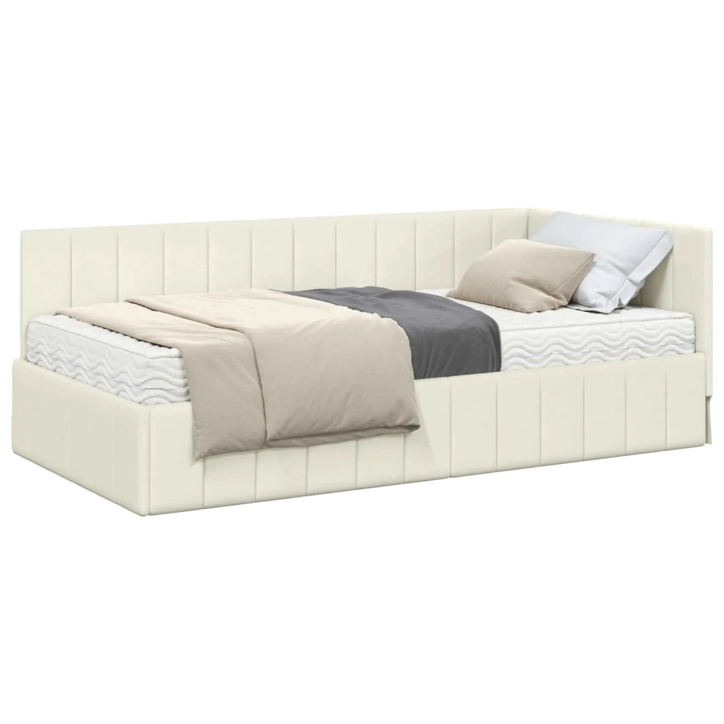 Struttura Letto Angolare con Materasso 2 pcs Crema Velluto 3393855