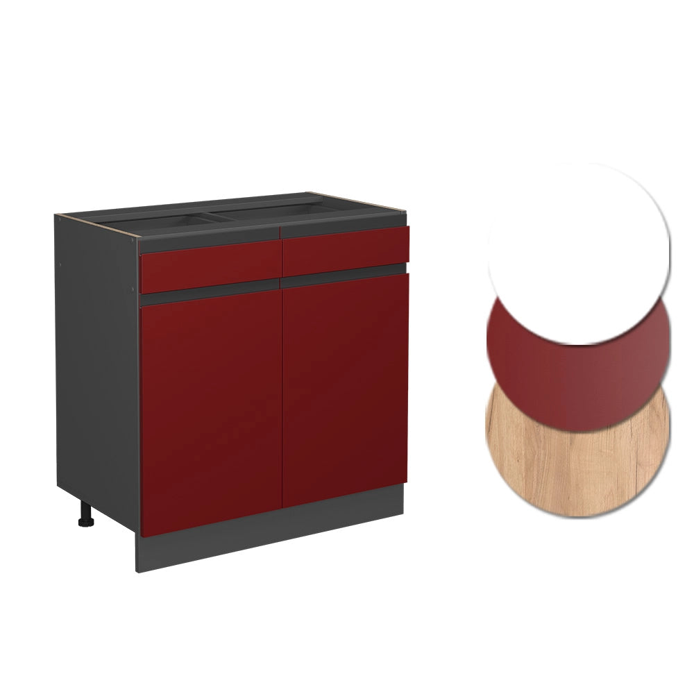 Vicco Mobiletto base per cucina Rosso 80 cm PL Marmo