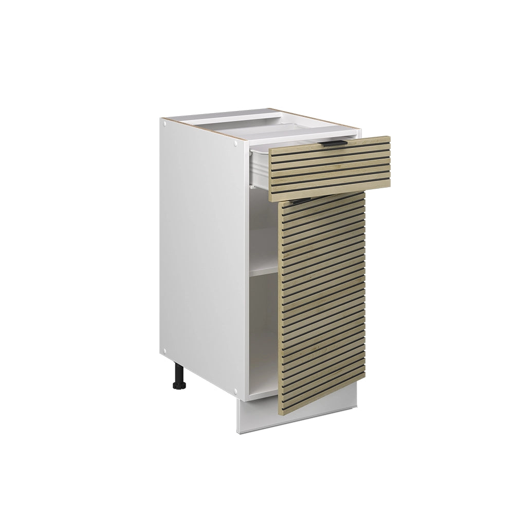 Mobiletto base per cucina Fame-Line Pannello in quercia/Bianco 40 cm, PL Marmo Vicco