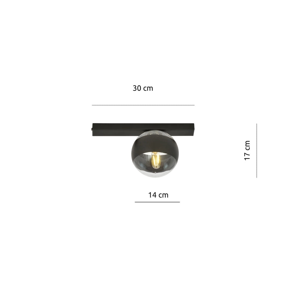 Emibig Plafoniera FIT nera/trasparente 1xE14 30cm