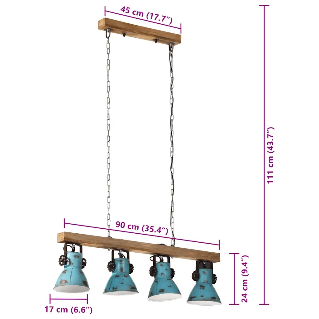 Lampada da Soffitto 25 W Blu Anticato 90x24x111 cm E27 CFW9110126