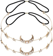 Diadema a microperle con 2 pezzi - Materiale: lega dorata