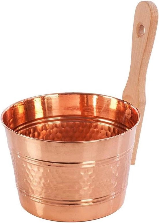 Emiciclo in rame con maniglia in legno - stile vintage