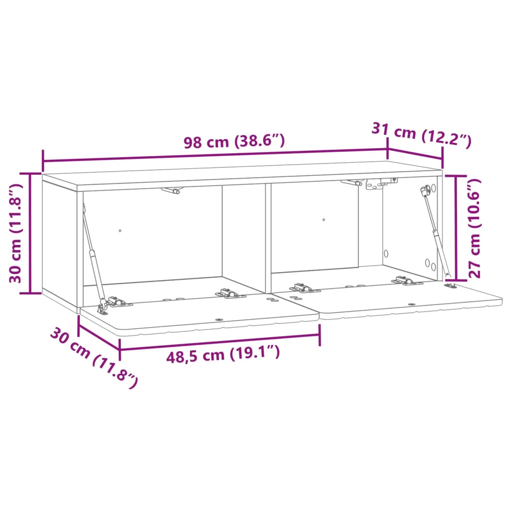 Mobile Porta TV da Muro-Credenza per TV sospesa Grigio Sonoma 98 x 31 x 30 cm 799375