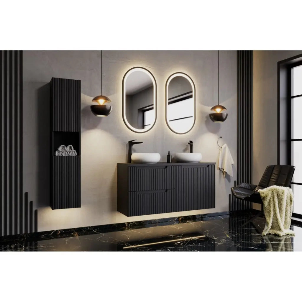 Lavabo da appoggio rotondo 36 cm in ceramica bianca lucida