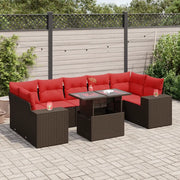 Set Divani Giardino 8 pz con Cuscini Marrone Polyrattan Acacia 3326765