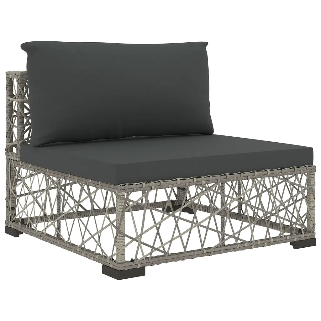Set Divani da Giardino 5 pz con Cuscini in Polyrattan Grigio 46813