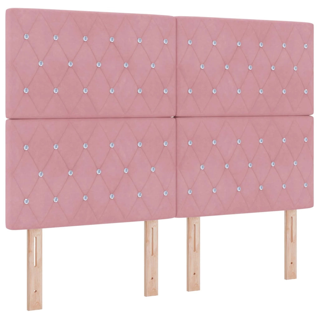 Letto Ottomano con Materasso e LED Rosa 140 x 190 cm Velluto 3458234
