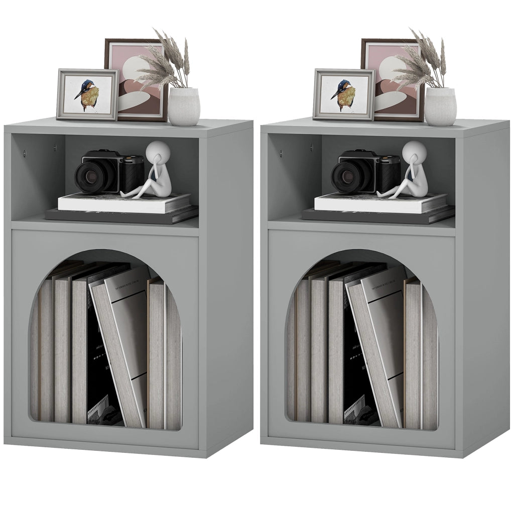 Set 2 comodini con ripiano aperto design moderno ¨C Xylo ¨C grigio 40x30x60 cm