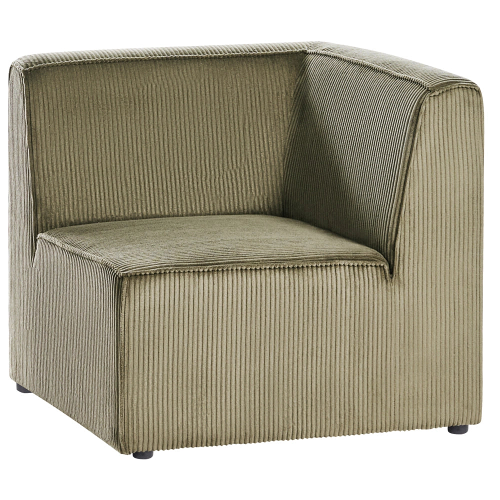 Divano modulare lato destro 4 posti con Ottomana in Velluto a coste verde design moderno soggiorno