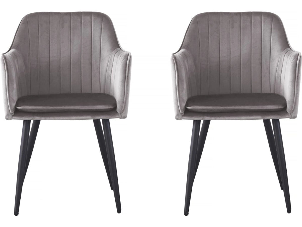 Set di 2 sedie in velluto con braccioli "Velma" - Grigio