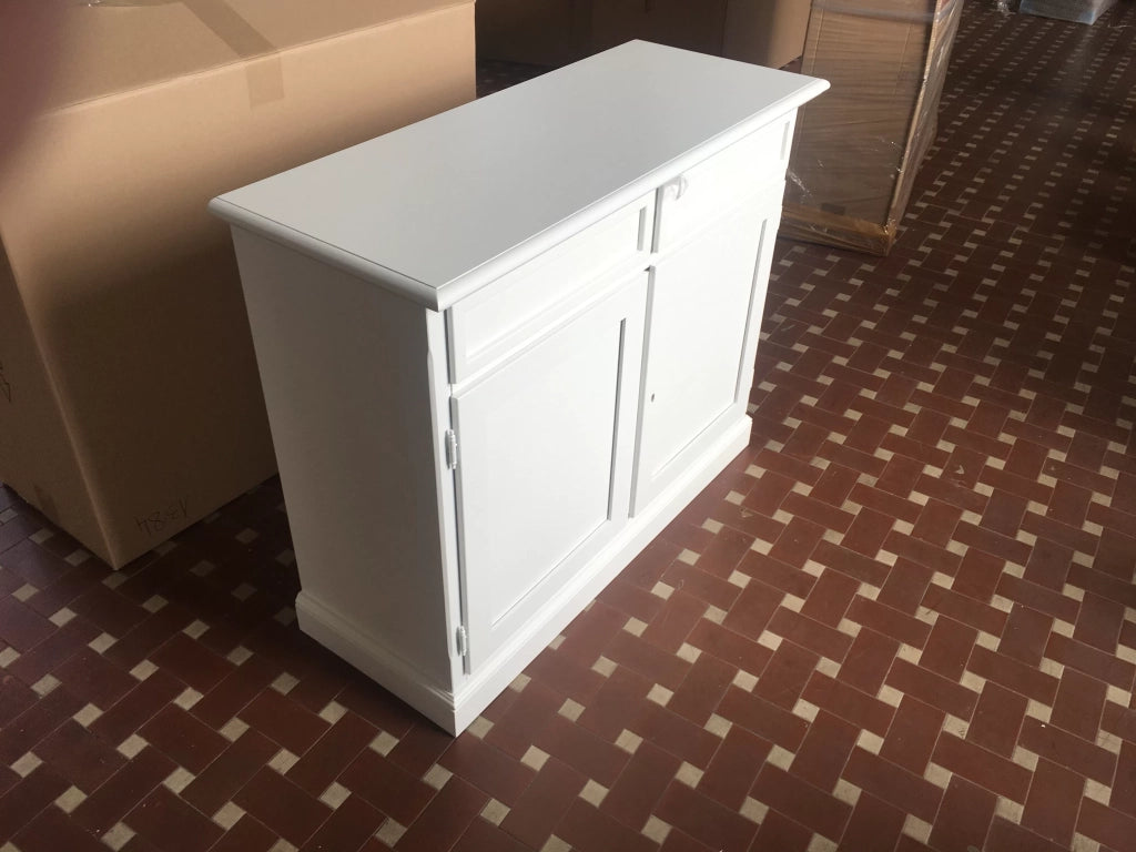 Set 2 credenze classiche legno shabby chic bianco opaco - Mobili 2G