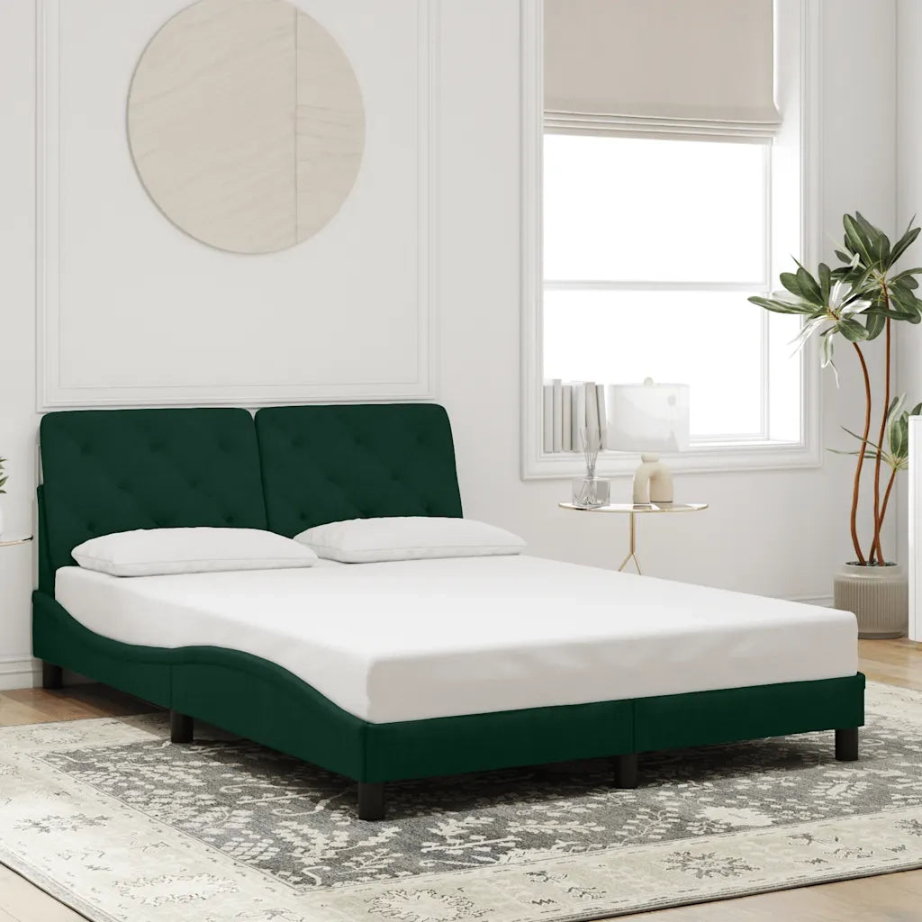 Giroletto con LED senza Materasso Verde Scuro 120x200 cm in Velluto 3213846