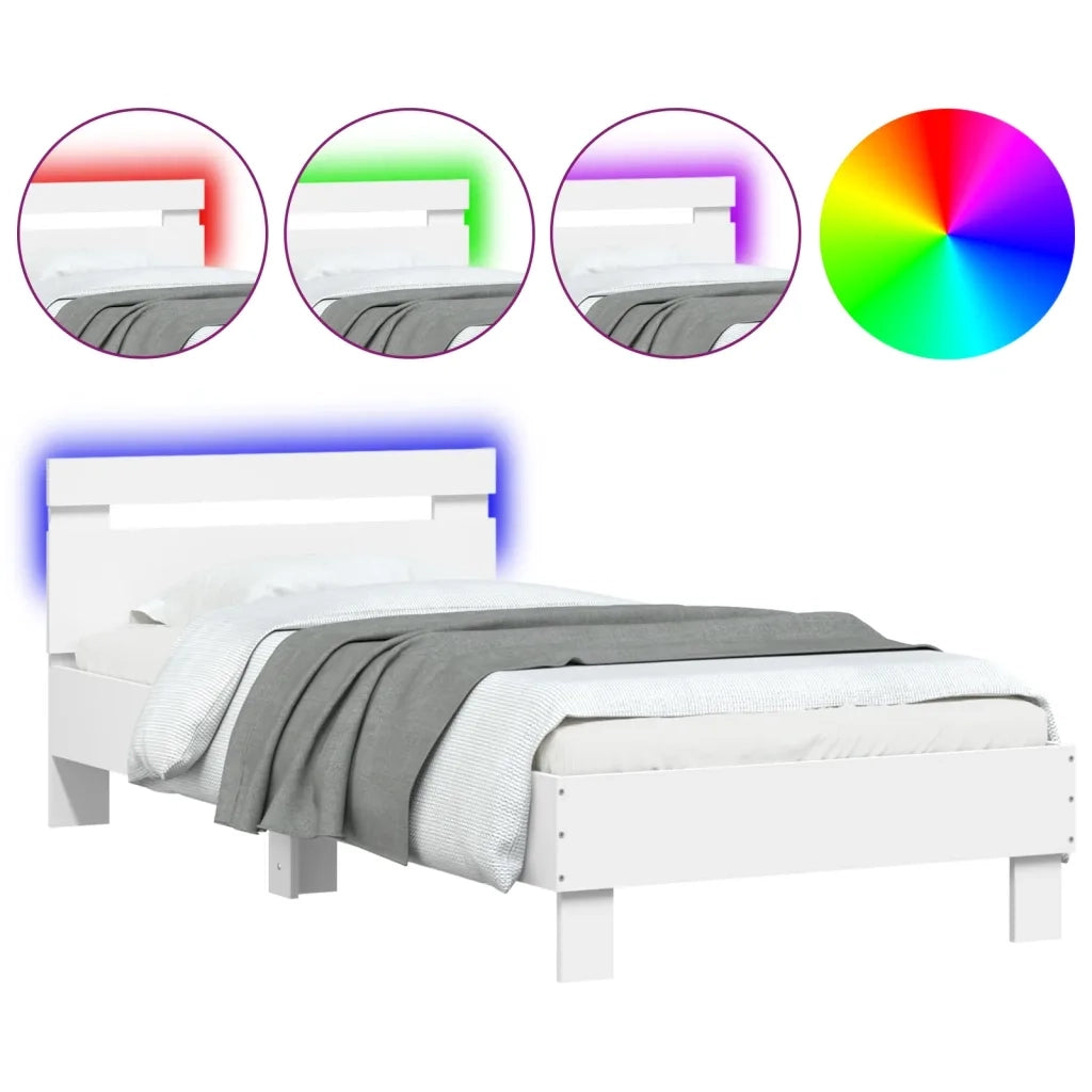 Giroletto con Testiera e LED Bianco 90x200 cm 838715