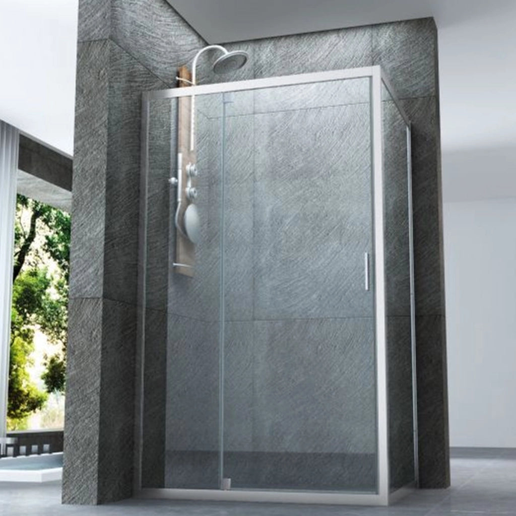 Box doccia due lati battente jade trasparente porta battente esterna, misura 65x120