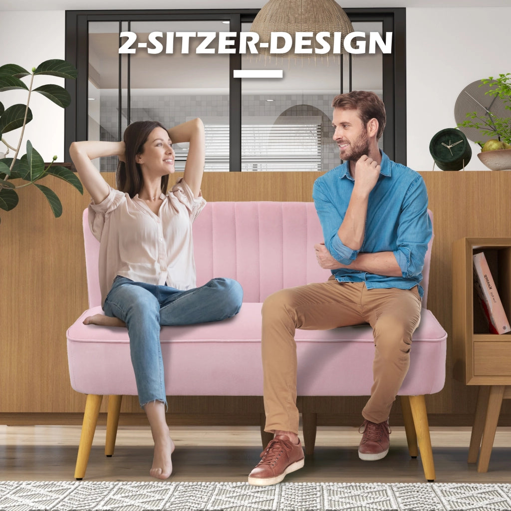 Divano 2 posti in tessuto rosa ¨C Minimal ¨C 90x
