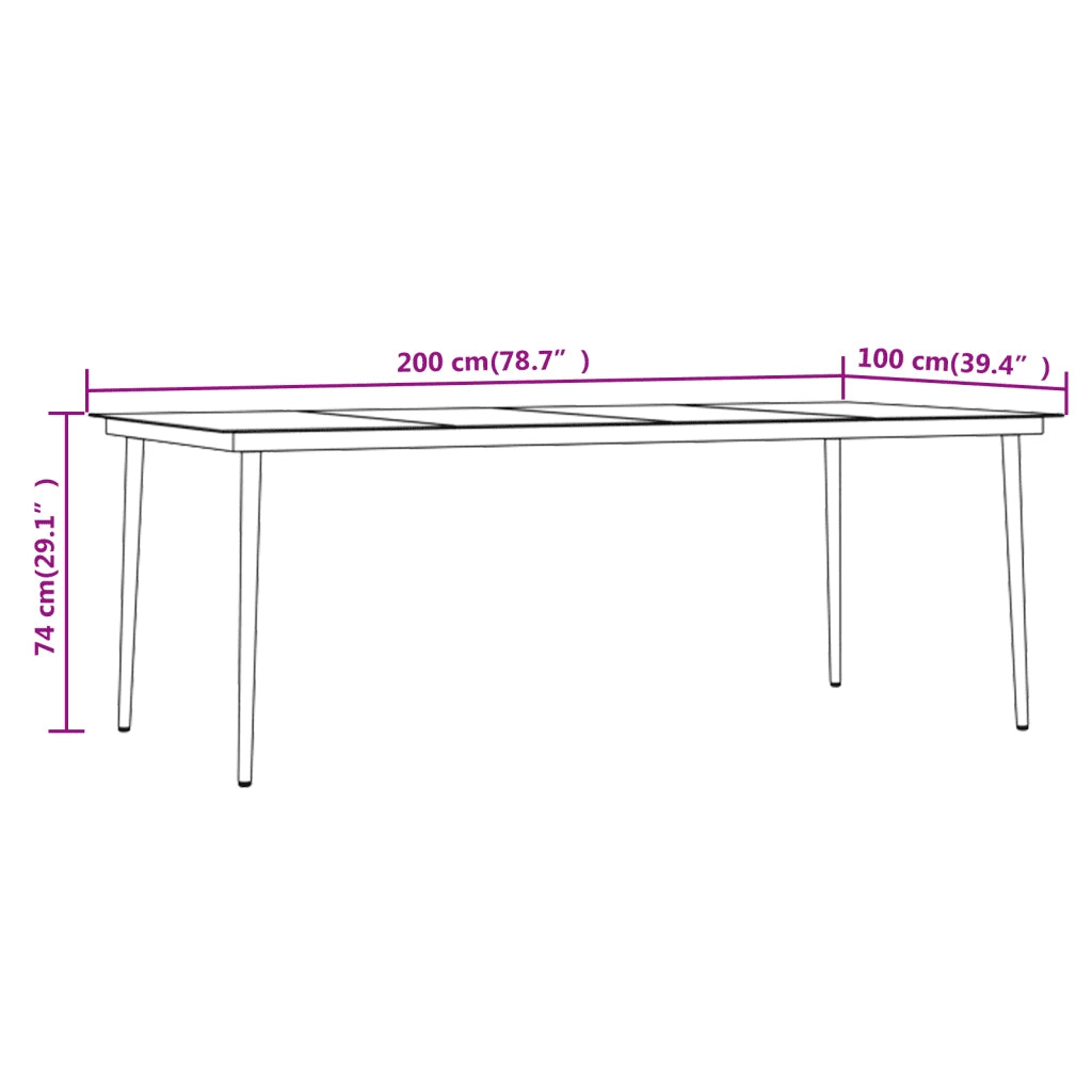 Set da Pranzo per Giardino 7 pz con Cuscini Grigio e Nero 3099411