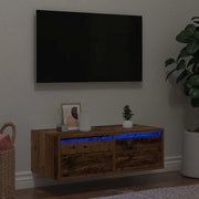 Mobile Porta TV con Luci LED-Mobile per TV-Credenza TV Legno Antico 75x35,5x25 cm
