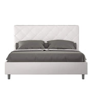 Letto matrimoniale king size con rete imbottito 170x200 similpelle bianco Priya