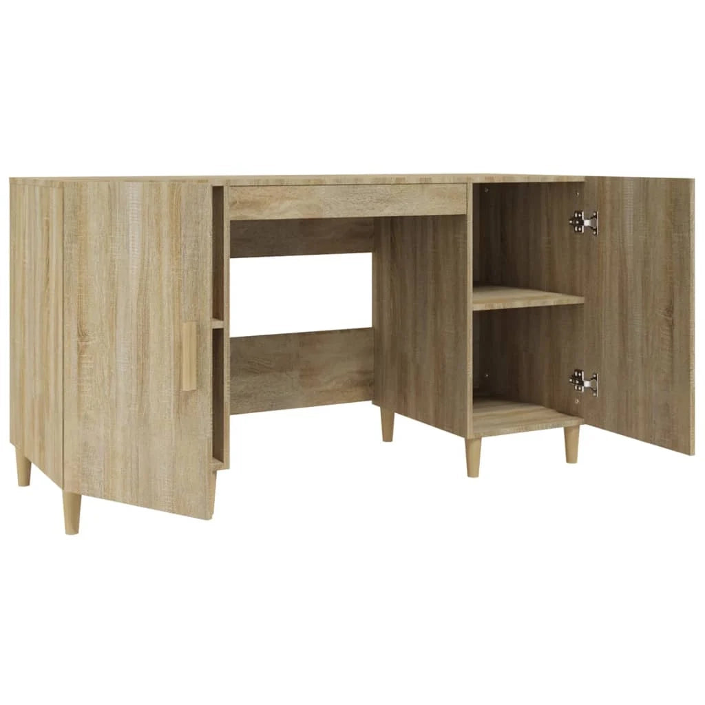 Scrivania tavolo postazione di lavoro mobile per computer studio rovere Sonoma 140 x 50 x 75 cm legno ingegnerizzato marrone 02_0023650