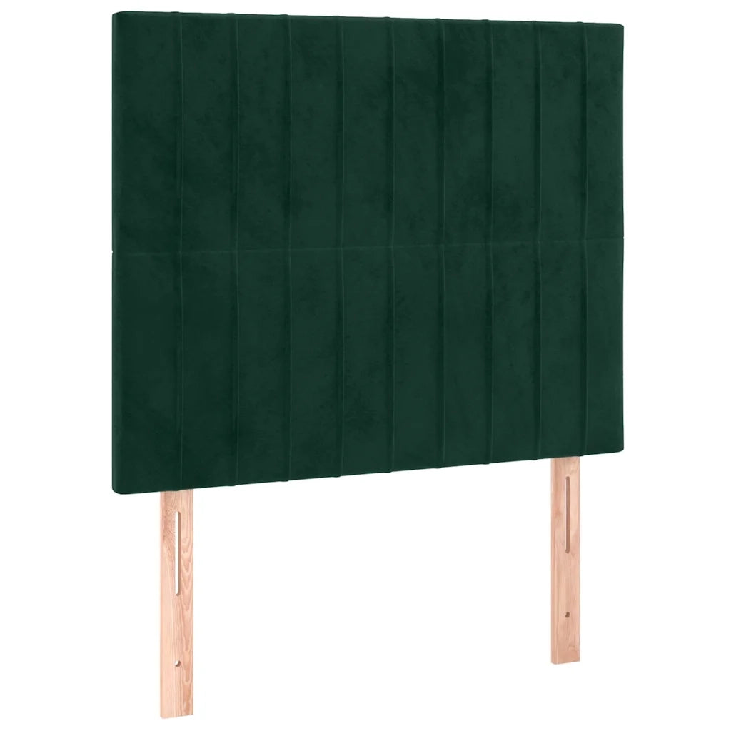 Letto a Molle con Materasso e LED Verde Scuro 90x190 cm Velluto