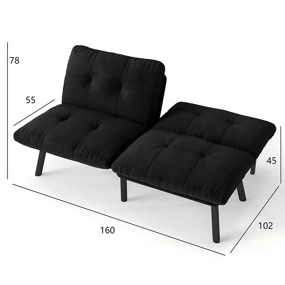 Divano letto - Xylo - 2 posti pieghevole nero futon poco ingombrante
