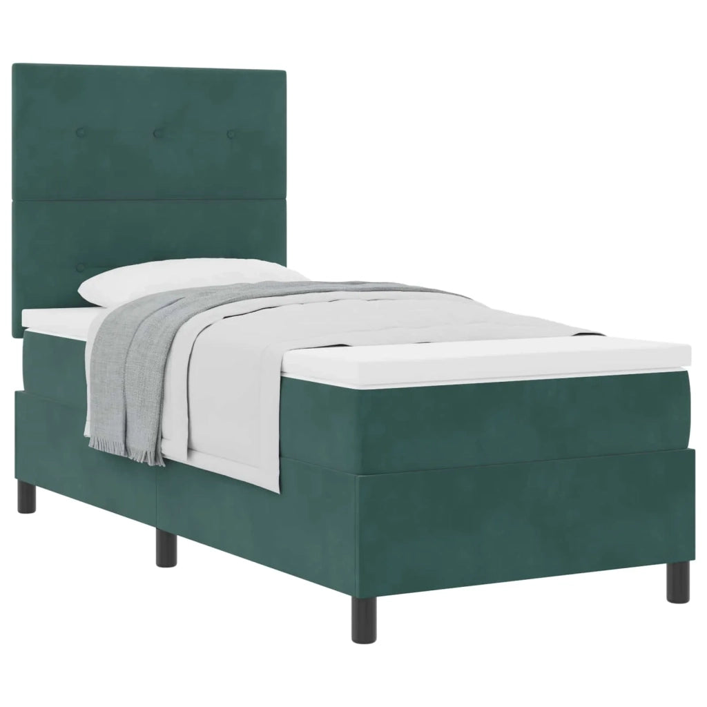 Letto a molle con materasso Verde Scuro 90 x 200 cm Velluto 3339809