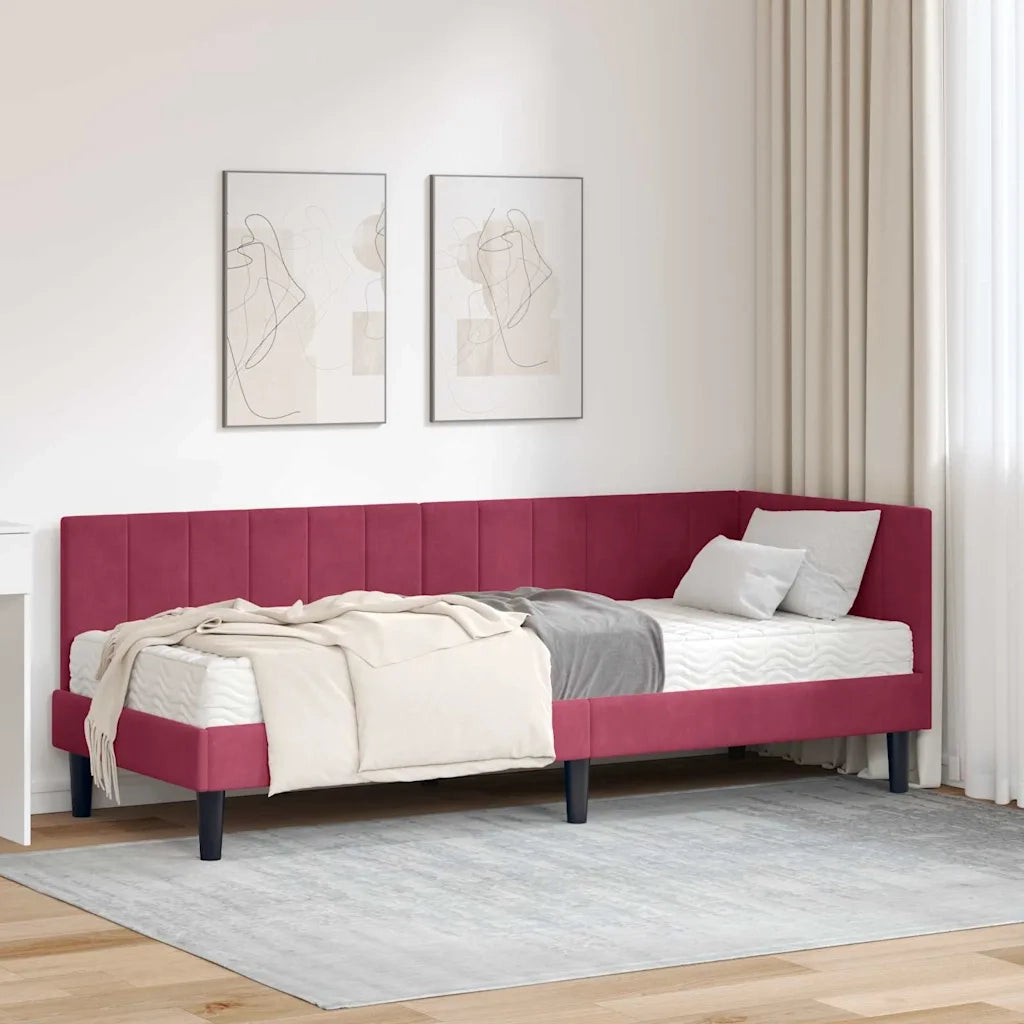 Struttura Letto Angolare con Materasso 2 pcs Verde Velluto 3393882