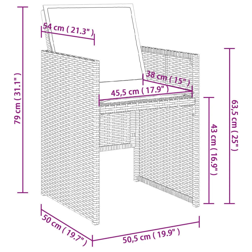 Set da Pranzo da Giardino 13pz con Cuscini Grigio in Polyrattan 3277717