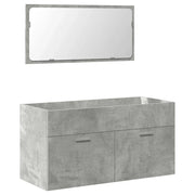Mobile da Bagno | Armadio da bagno con Specchio Grigio Cemento Legno Multistrato