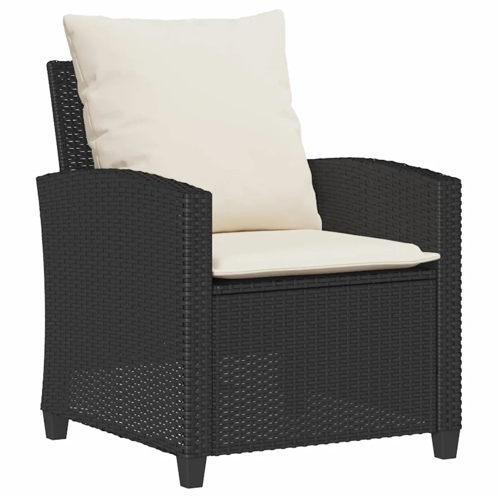 Set Divani da Giardino 4 pz con Cuscini Nero in Polyrattan 4103863